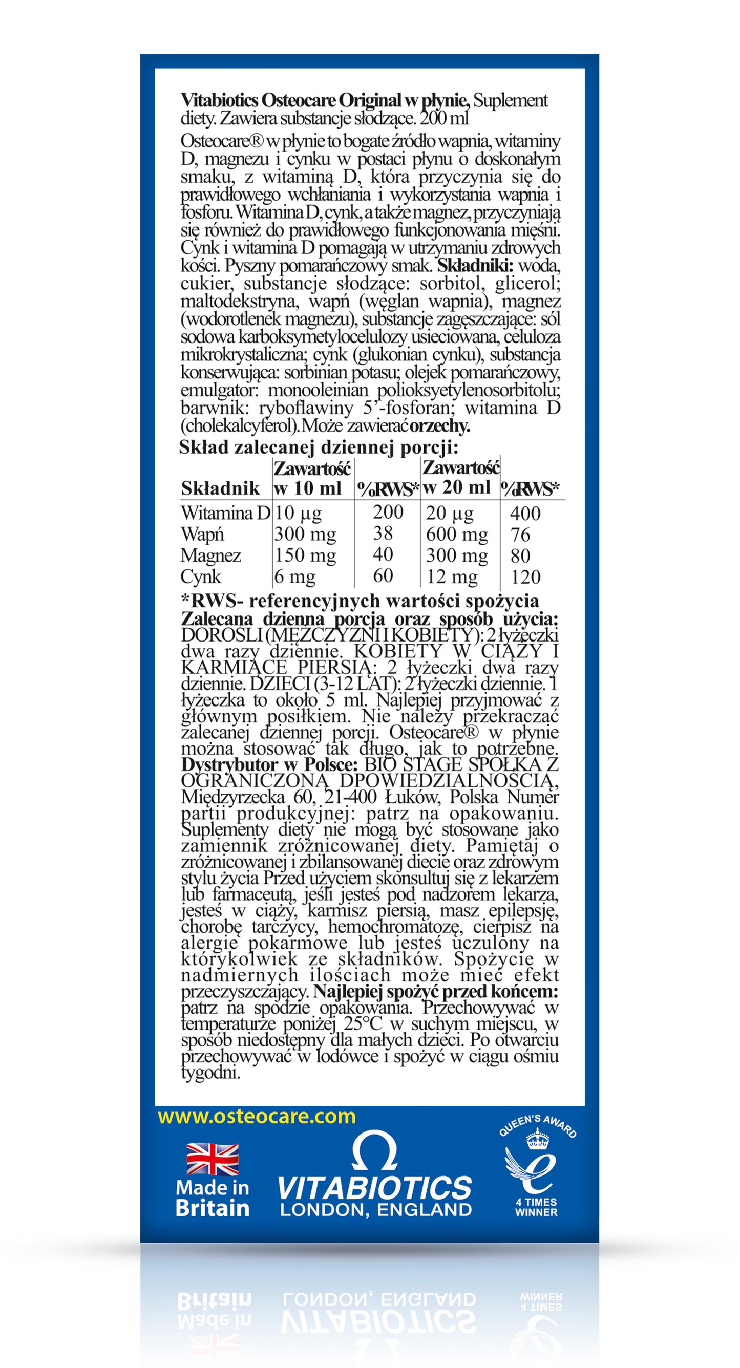 Osteocare original w płynie - suplement wapnia w płynie zestaw 2 sztuki